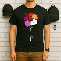 Unique Lesbian Pride Flag Colors Hibiscus LGBT Lesbian T-Shirt thumb 6
