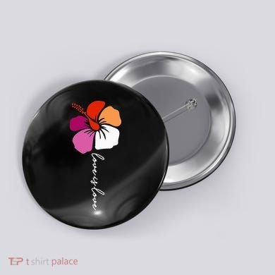 Unique Lesbian Pride Flag Colors Hibiscus LGBT Lesbian Button