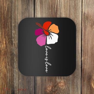 Unique Lesbian Pride Flag Colors Hibiscus LGBT Lesbian Coaster