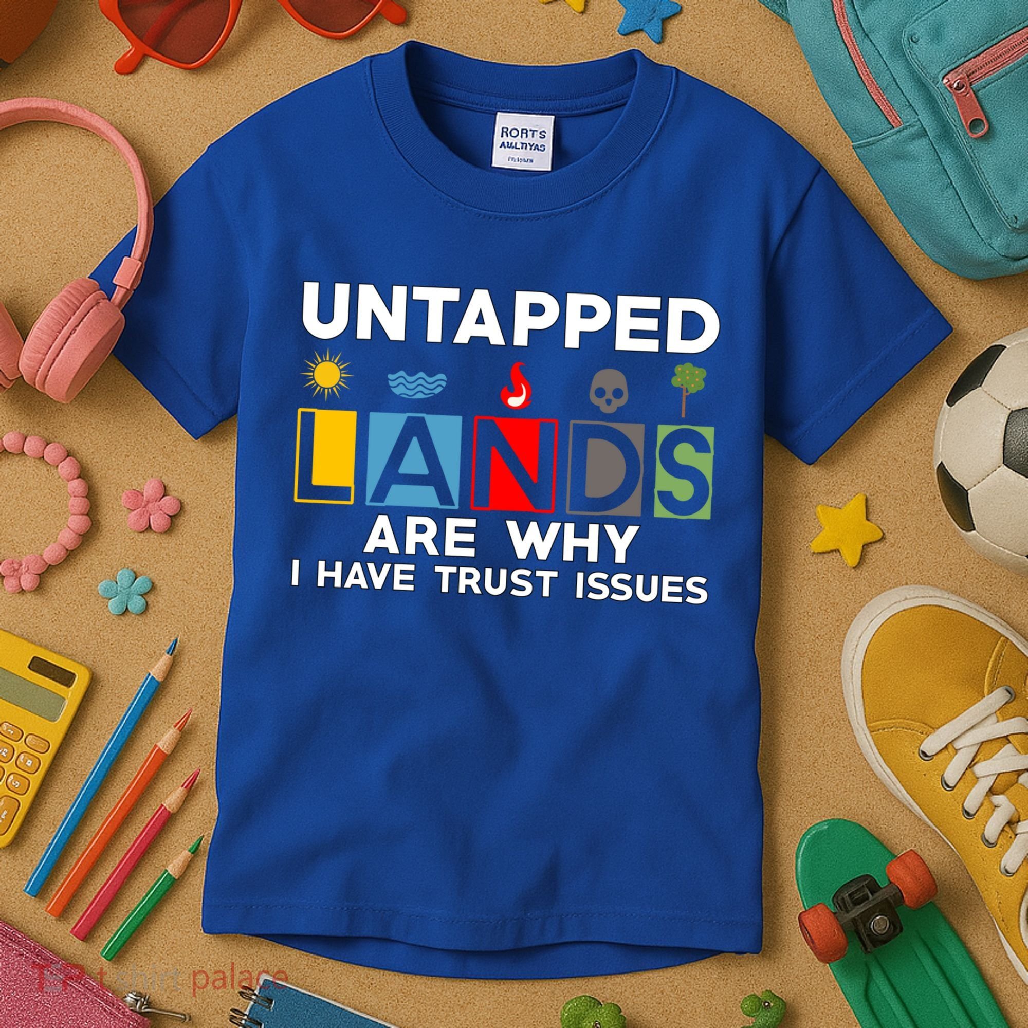 Untapped Lands Trust Issues Magic Geek Great Retro Gaming Gift Kids T-Shirt
