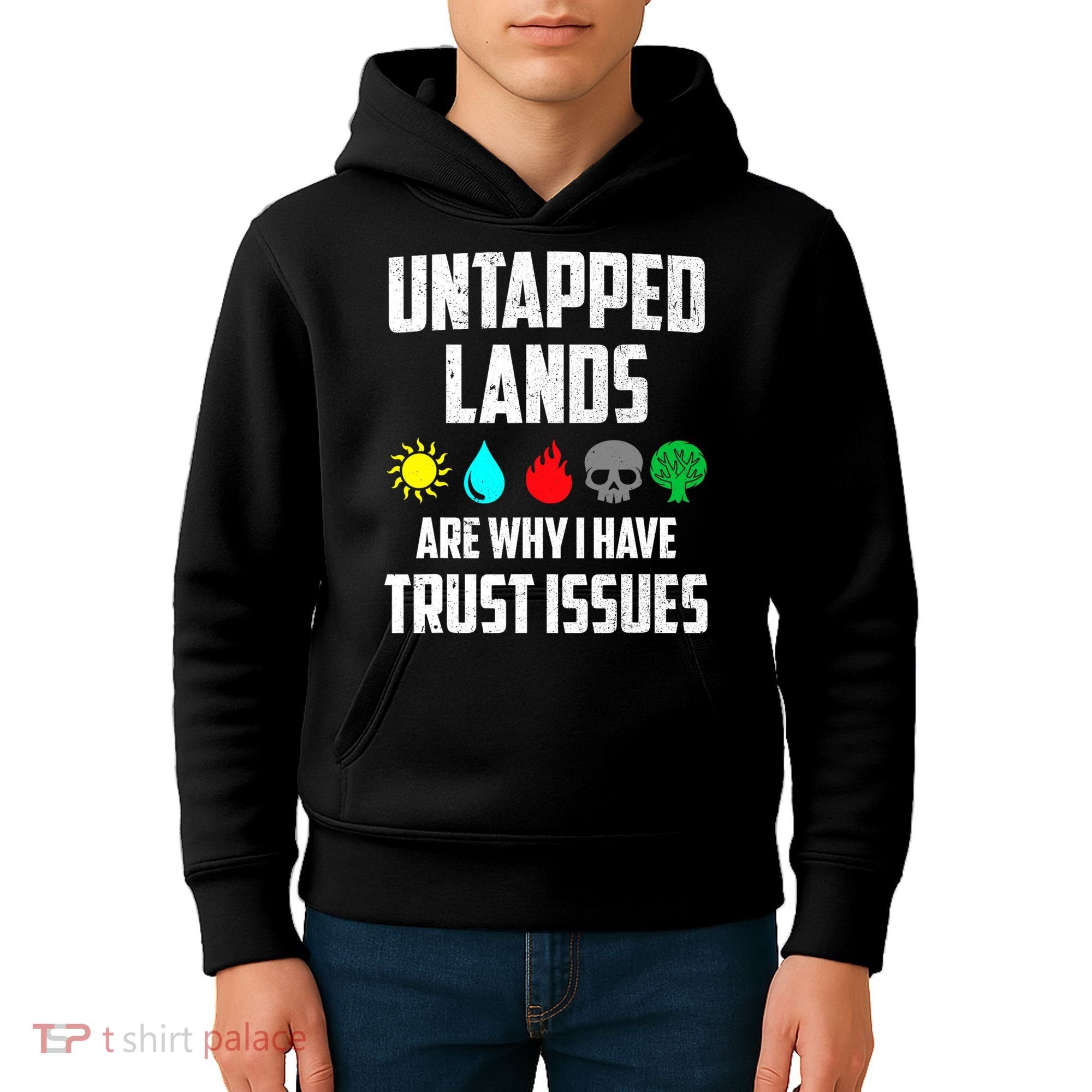 Untapped Lands Trust Issues Magic Funny Geek TCG Kids Hoodie