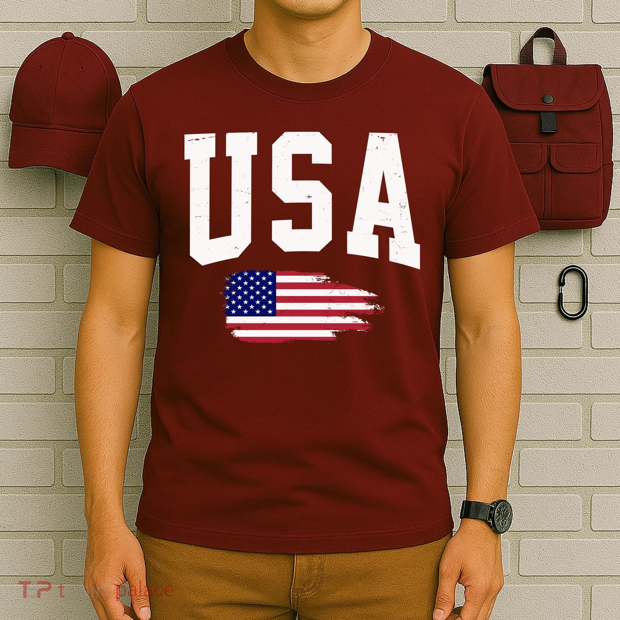 USA Logo Vintage Team Flag America T-Shirt