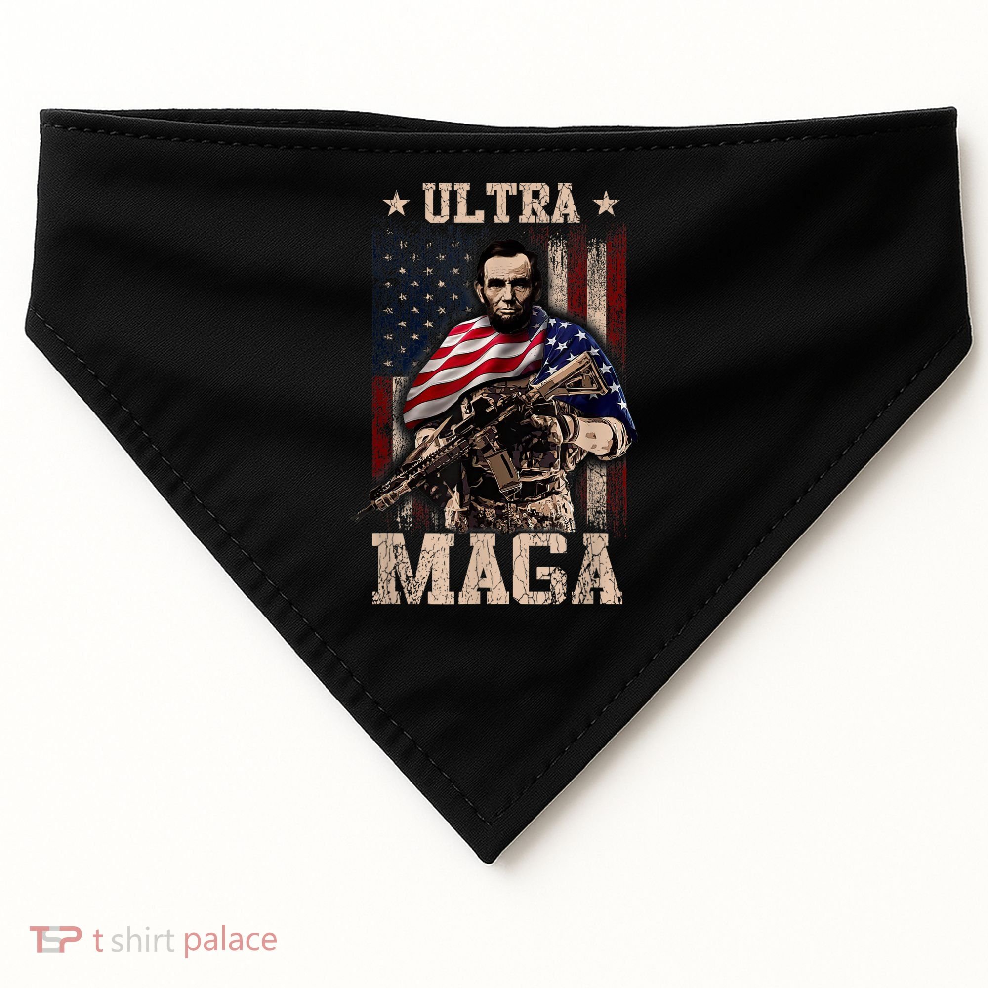 Ultra Maga 4th Of July Abraham Lincoln Gun 2nd Amendment USA-Made Doggie Bandana