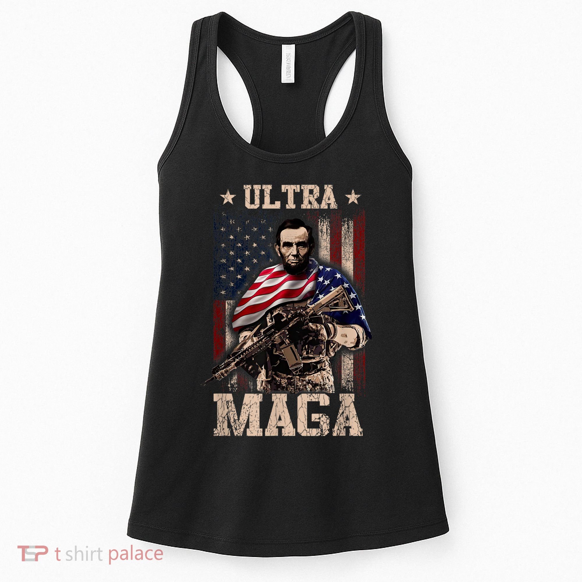 Ultra Maga 4th Of July Abraham Lincoln Gun 2nd Amendment Women's Tank Top