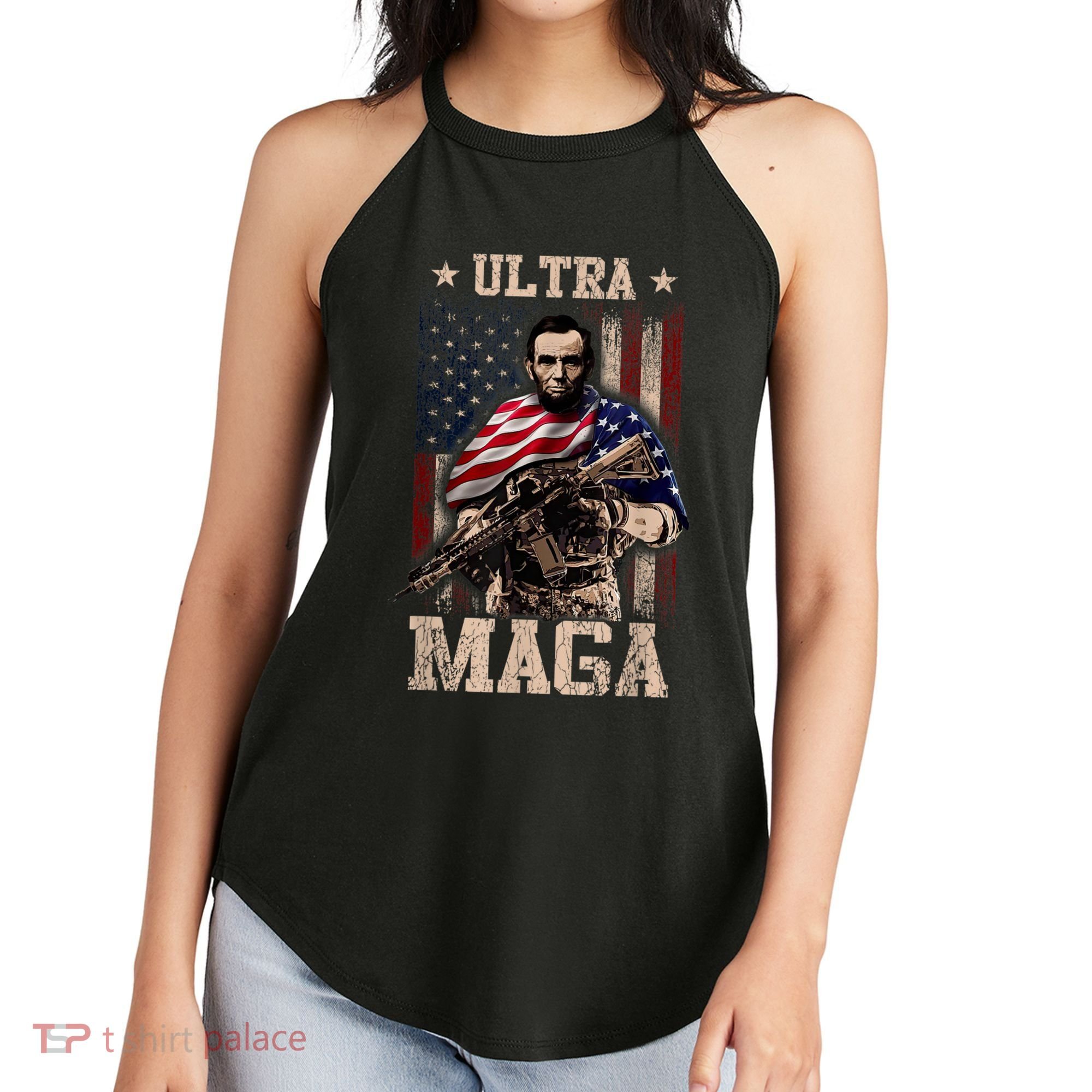 Ultra Maga 4th Of July Abraham Lincoln Gun 2nd Amendment Women's Perfect Tri Rocker Tank