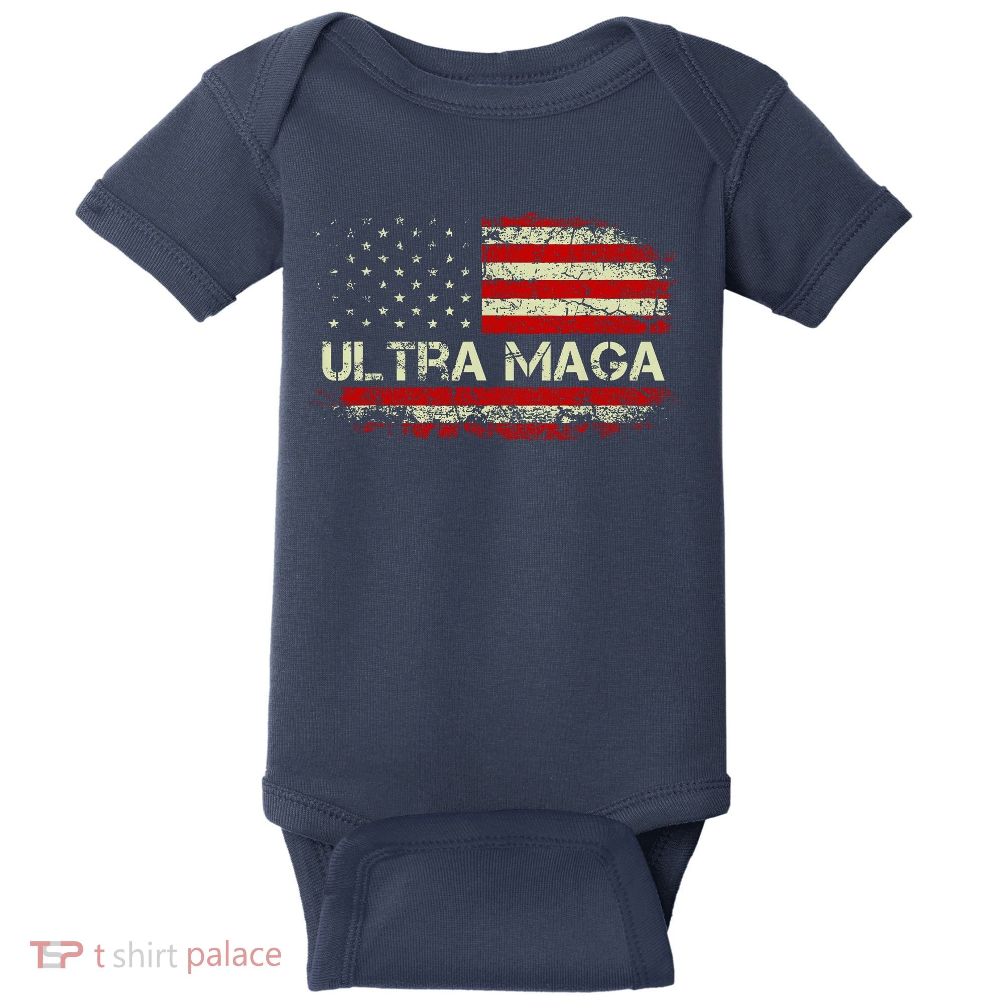 Ultra Maga American Flag Baby Bodysuit