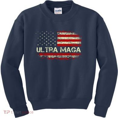 Ultra Maga American Flag Kids Sweatshirt