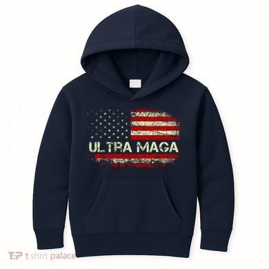 Ultra Maga American Flag Kids Hoodie