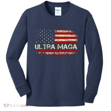 Ultra Maga American Flag Kids Long Sleeve Shirt