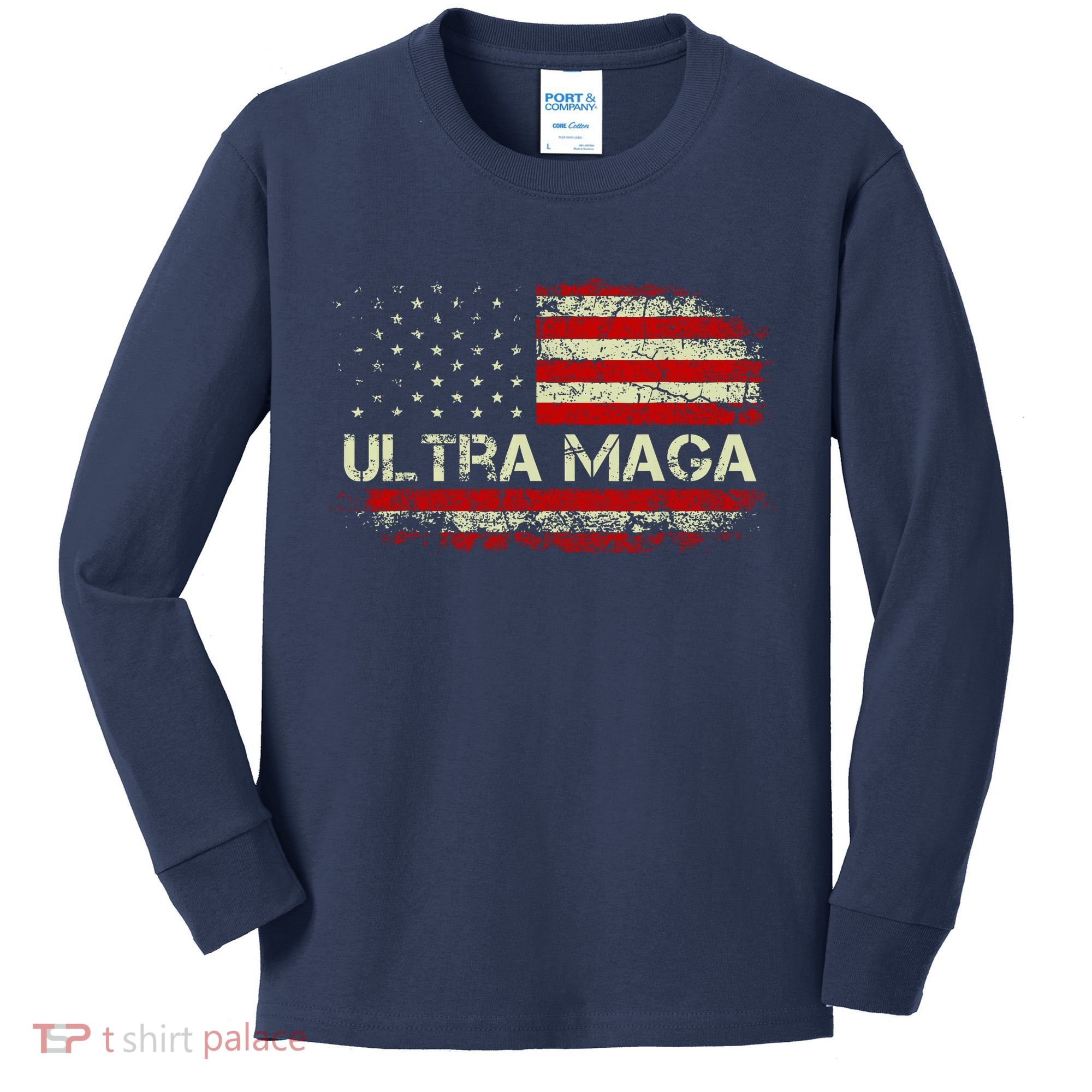 Ultra Maga American Flag Kids Long Sleeve Shirt
