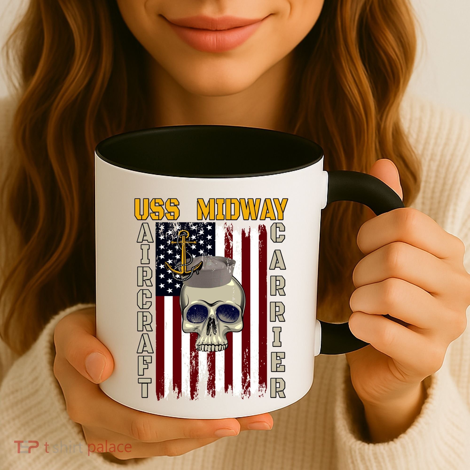 Uss Midway Aircraft Carrier Veterans Day Dad Son Grandpa Gift Coffee Mug