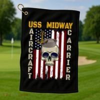 Uss Midway Aircraft Carrier Veterans Day Dad Son Grandpa Gift Golf Towel thumb 1