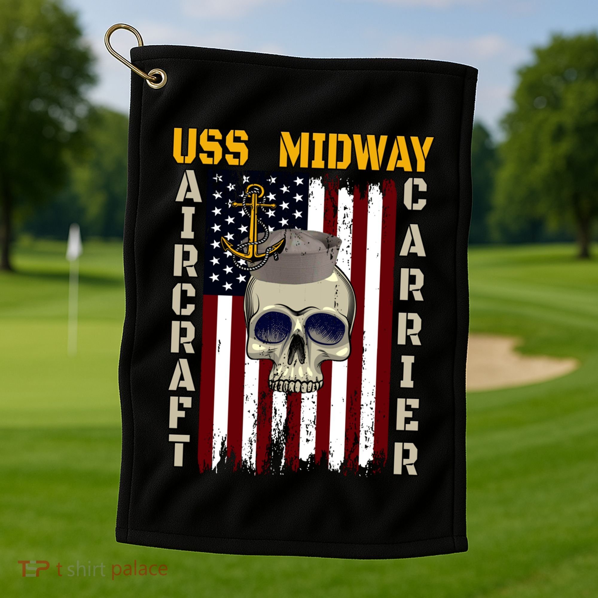 Uss Midway Aircraft Carrier Veterans Day Dad Son Grandpa Gift Golf Towel