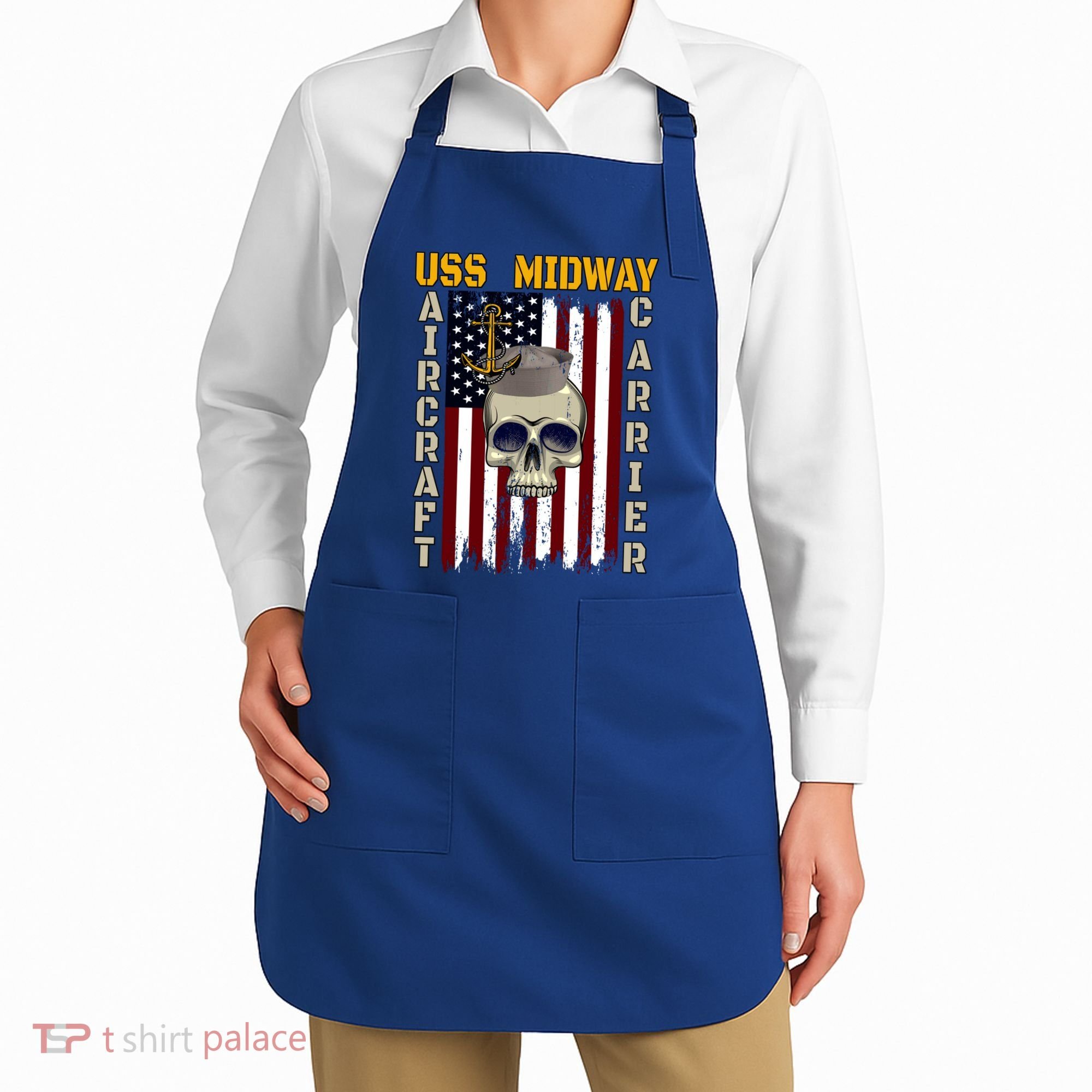 Uss Midway Aircraft Carrier Veterans Day Dad Son Grandpa Gift Apron