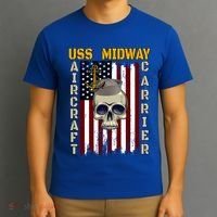 Uss Midway Aircraft Carrier Veterans Day Dad Son Grandpa Gift T-Shirt thumb 3