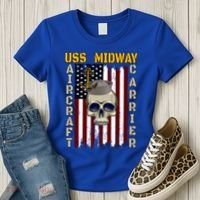 Uss Midway Aircraft Carrier Veterans Day Dad Son Grandpa Gift Women's T-Shirt thumb 3