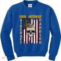 Uss Midway Aircraft Carrier Veterans Day Dad Son Grandpa Gift Kids Sweatshirt thumb 0