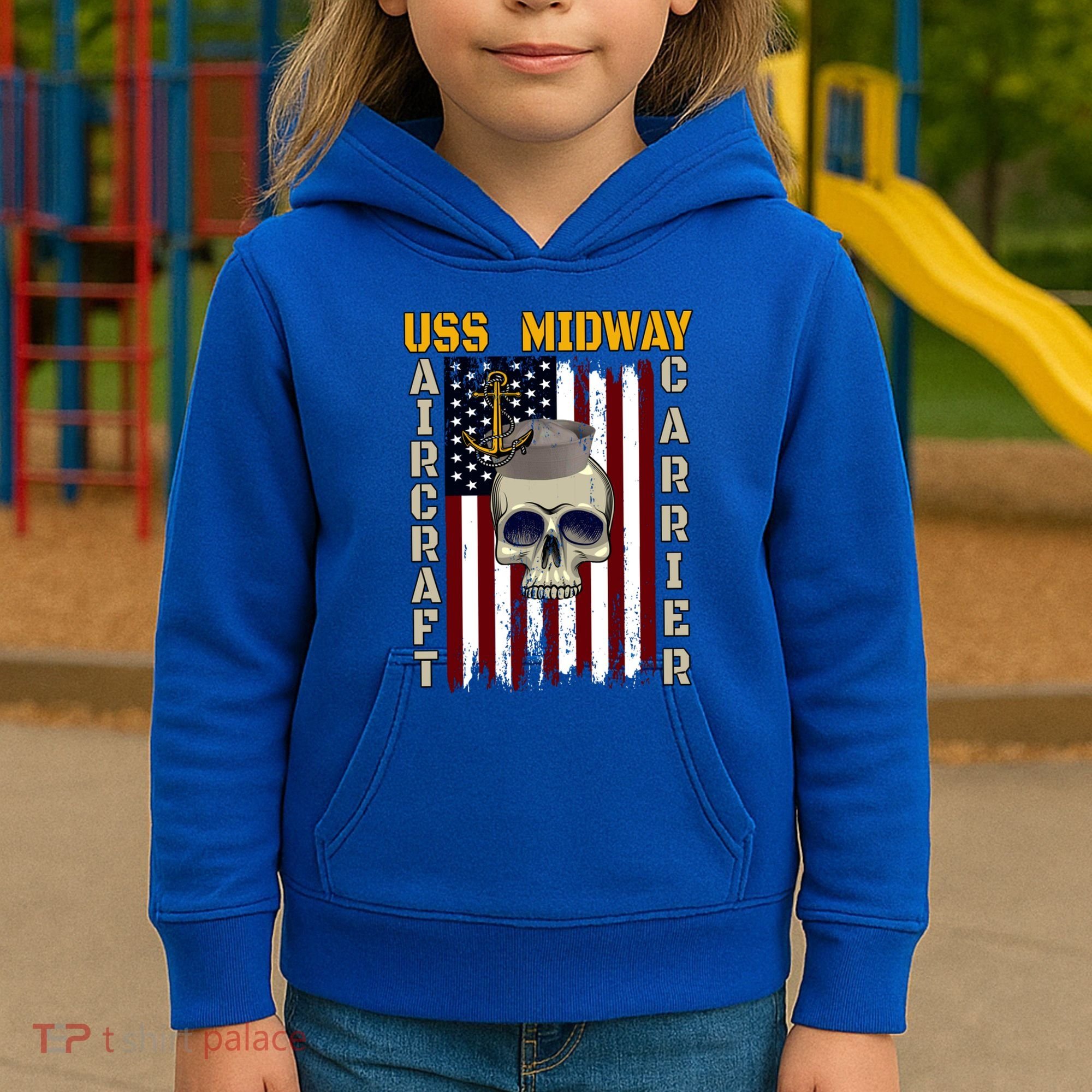 Uss Midway Aircraft Carrier Veterans Day Dad Son Grandpa Gift Kids Hoodie