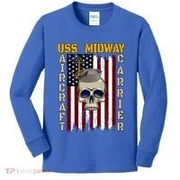 Uss Midway Aircraft Carrier Veterans Day Dad Son Grandpa Gift Kids Long Sleeve Shirt thumb 0