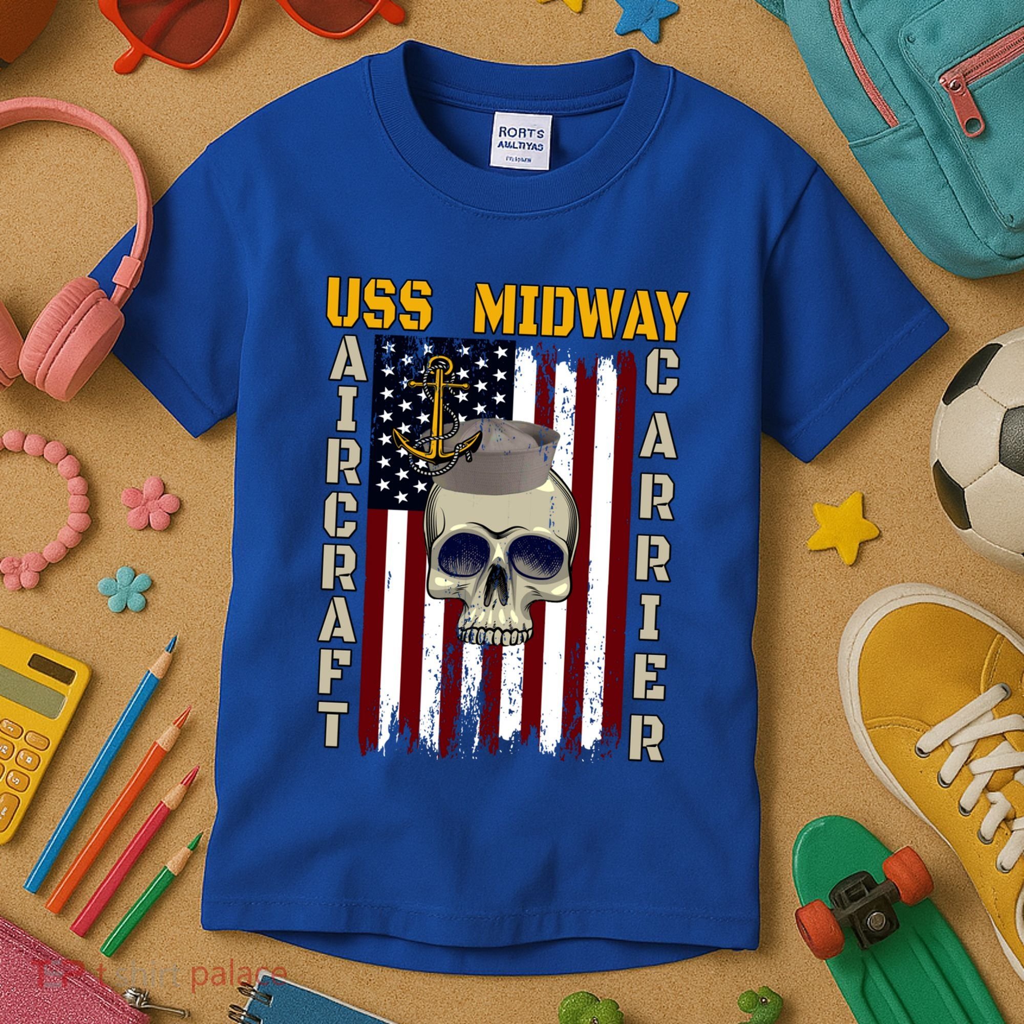 Uss Midway Aircraft Carrier Veterans Day Dad Son Grandpa Gift Kids T-Shirt