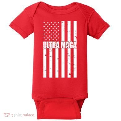 Ultra Maga American Flag Baby Bodysuit
