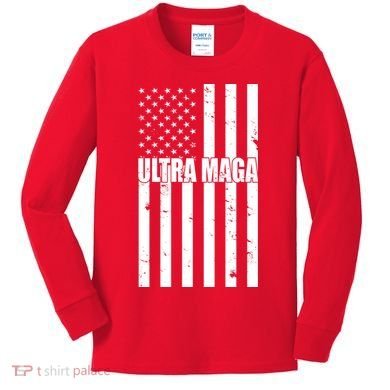 Ultra Maga American Flag Kids Long Sleeve Shirt