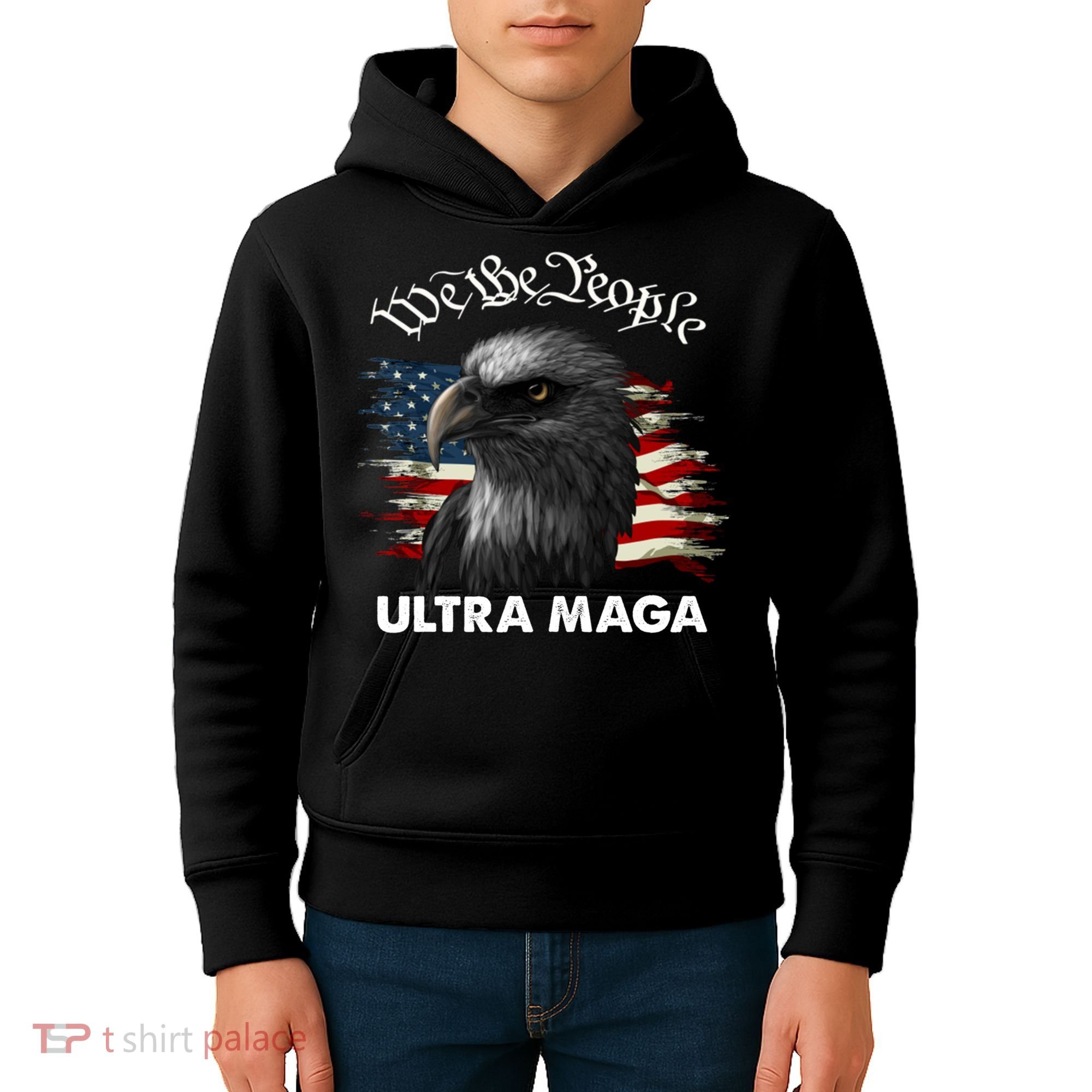 Ultra MAGA American Flag We The People Eagle Kids Hoodie
