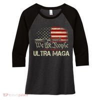 Ultra MAGA American Flag We The People 1776 Women's Tri-Blend 3/4-Sleeve Raglan Shirt thumb 0