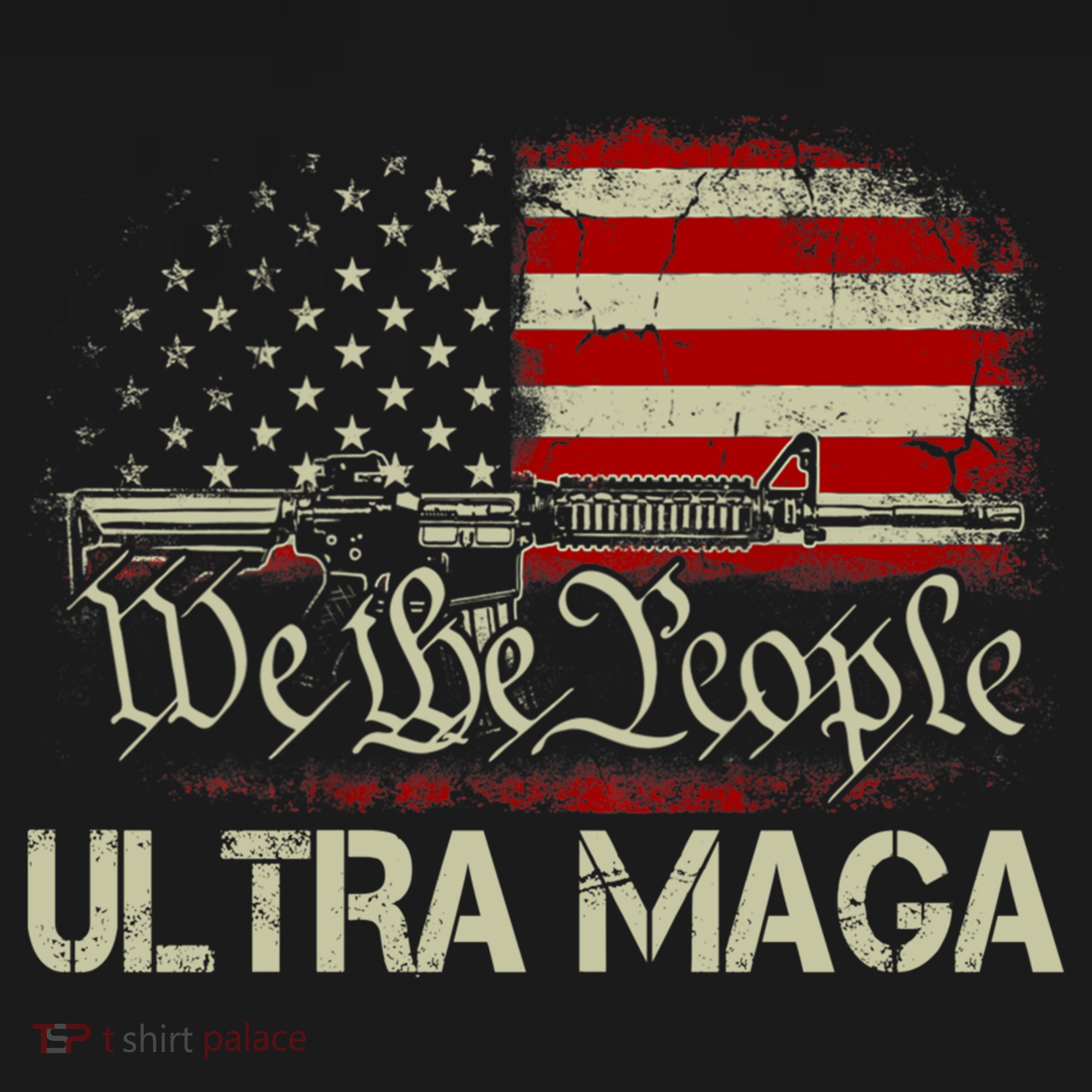 Ultra MAGA American Flag We The People 1776 Women's Tri-Blend 3/4-Sleeve Raglan Shirt