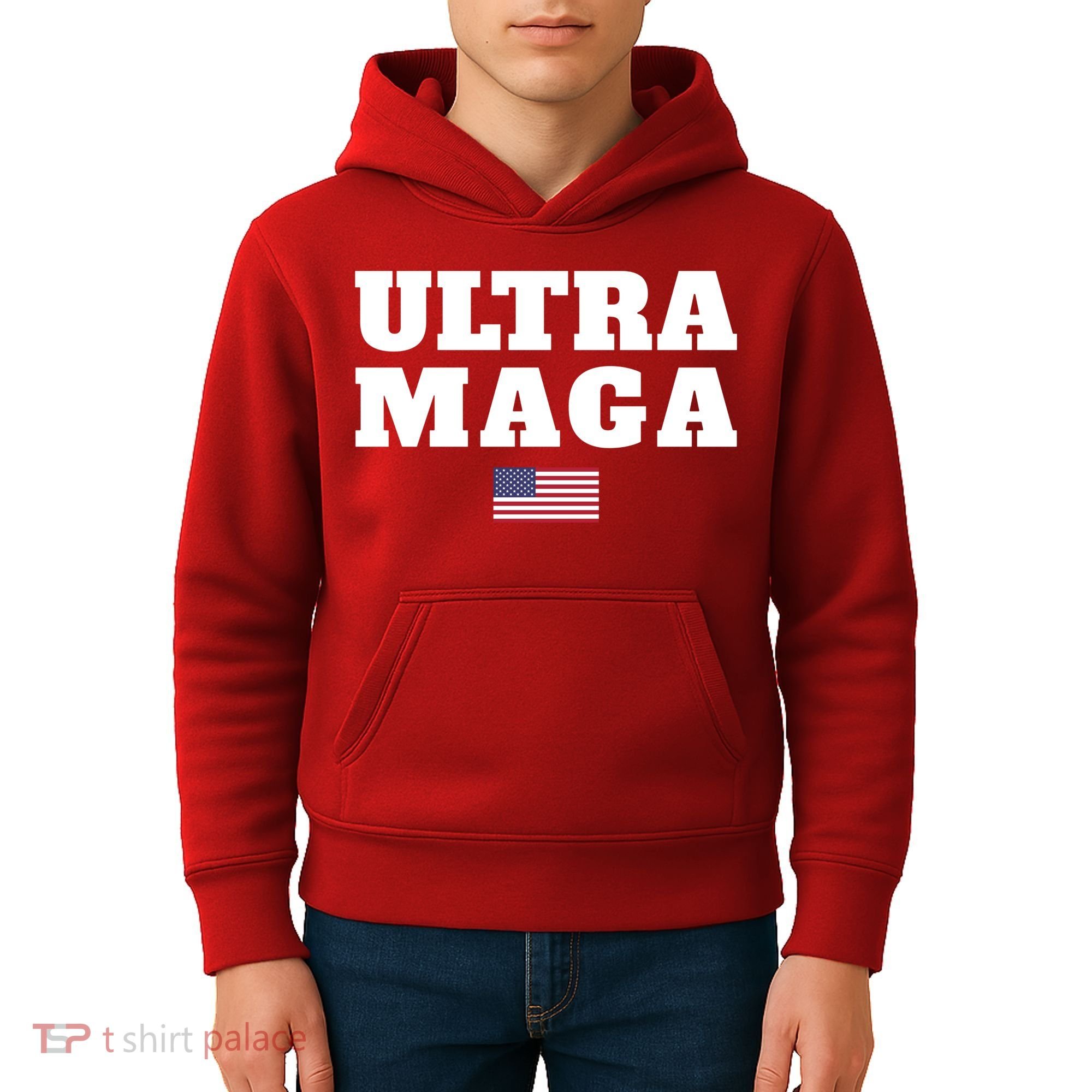 Ultra MAGA American Flag Kids Hoodie