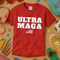 Ultra MAGA American Flag Kids T-Shirt thumb 3
