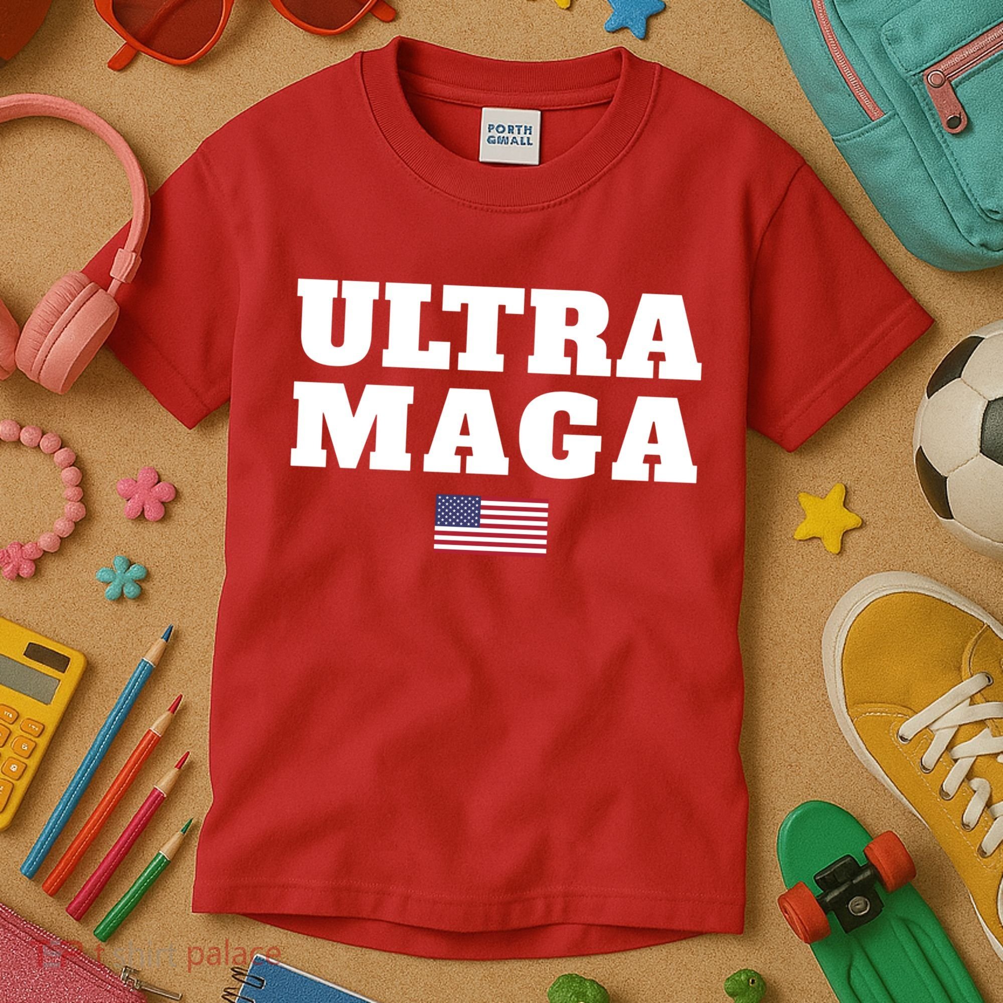 Ultra MAGA American Flag Kids T-Shirt