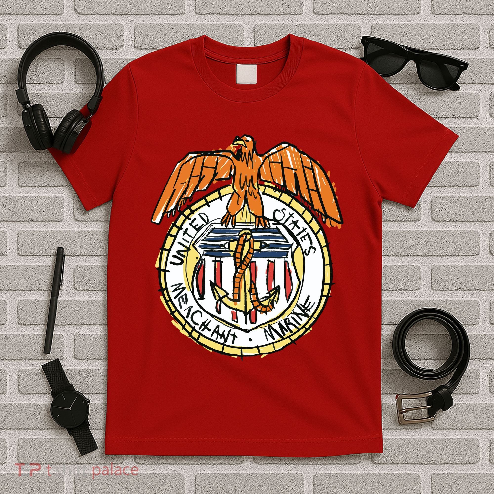 USA Marine Badge Doodle T-Shirt