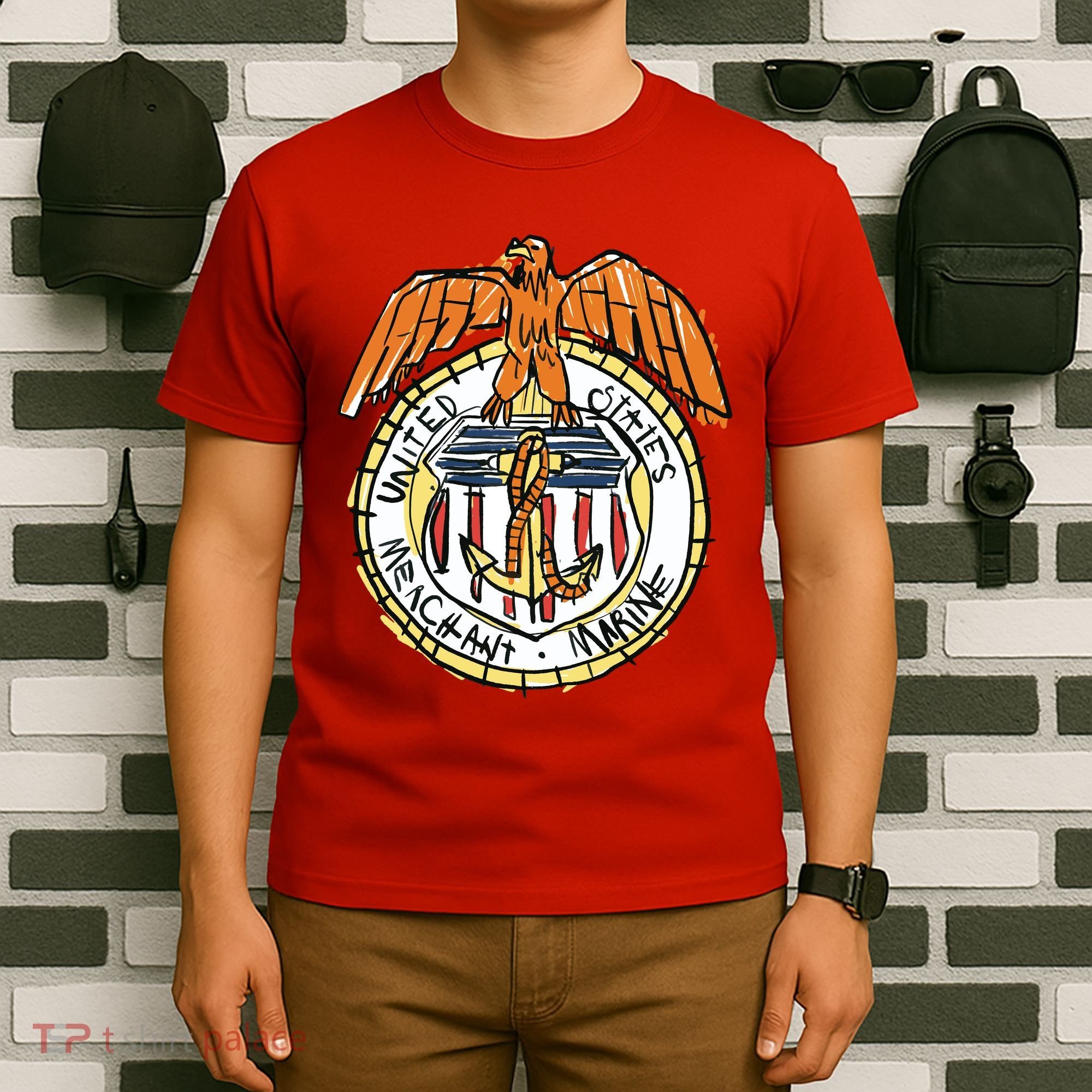 USA Marine Badge Doodle T-Shirt