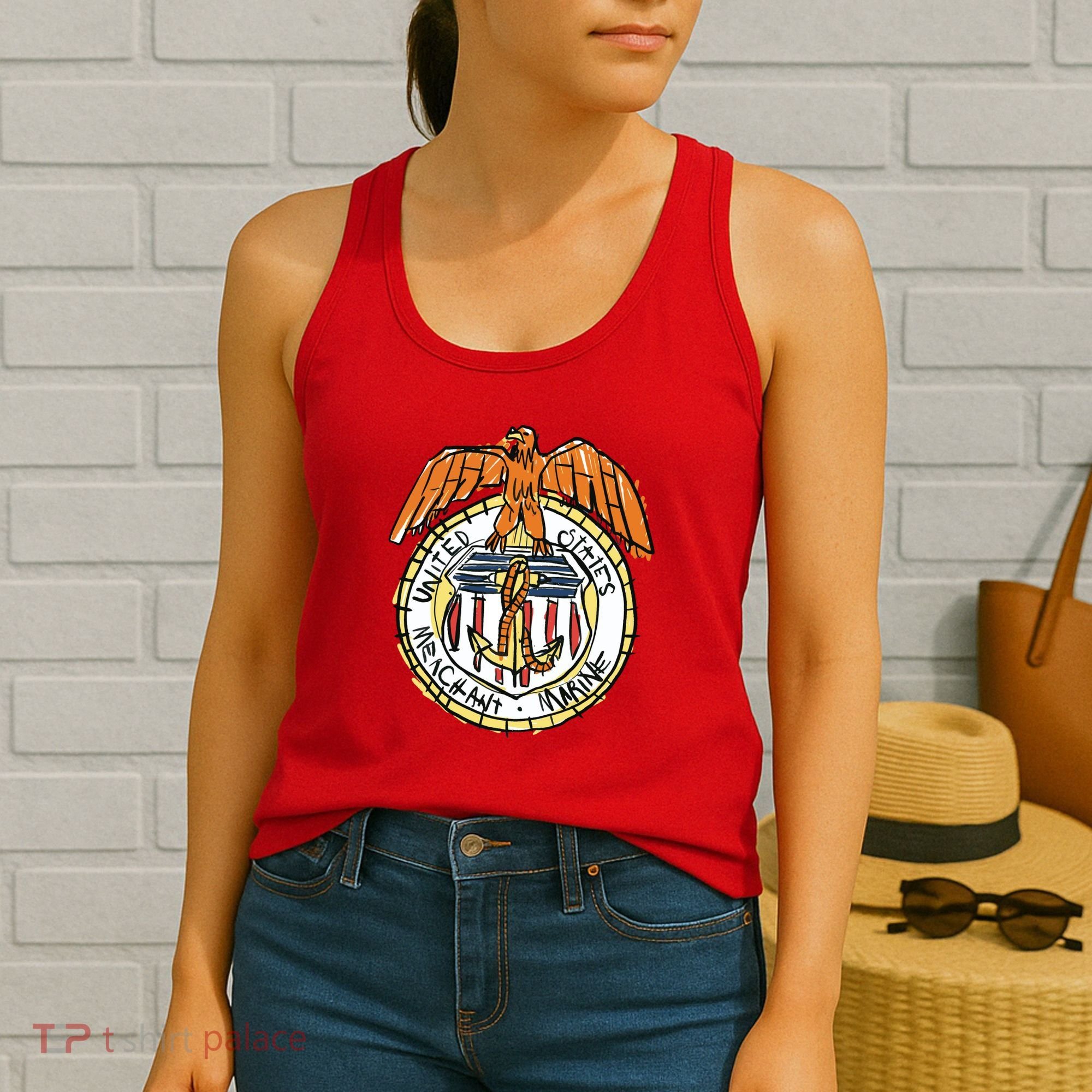 USA Marine Badge Doodle Women's Tank Top