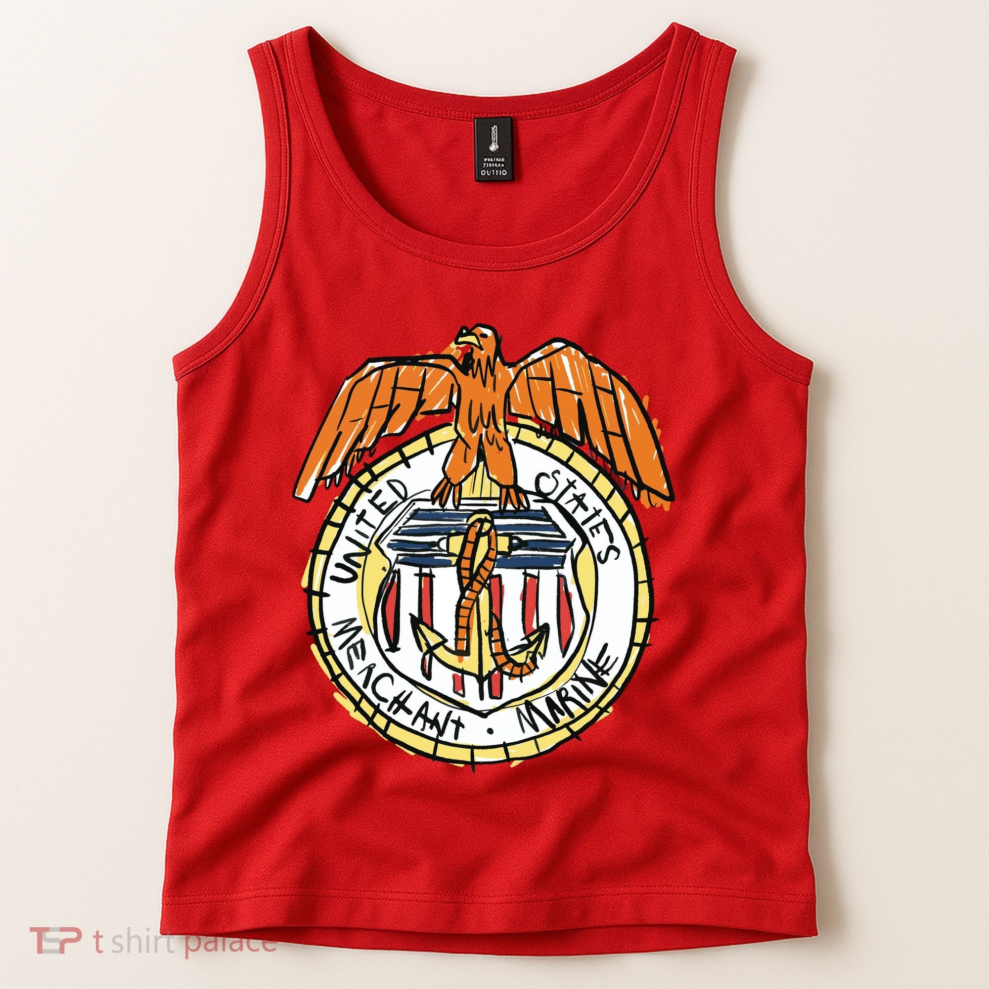 USA Marine Badge Doodle Tank Top