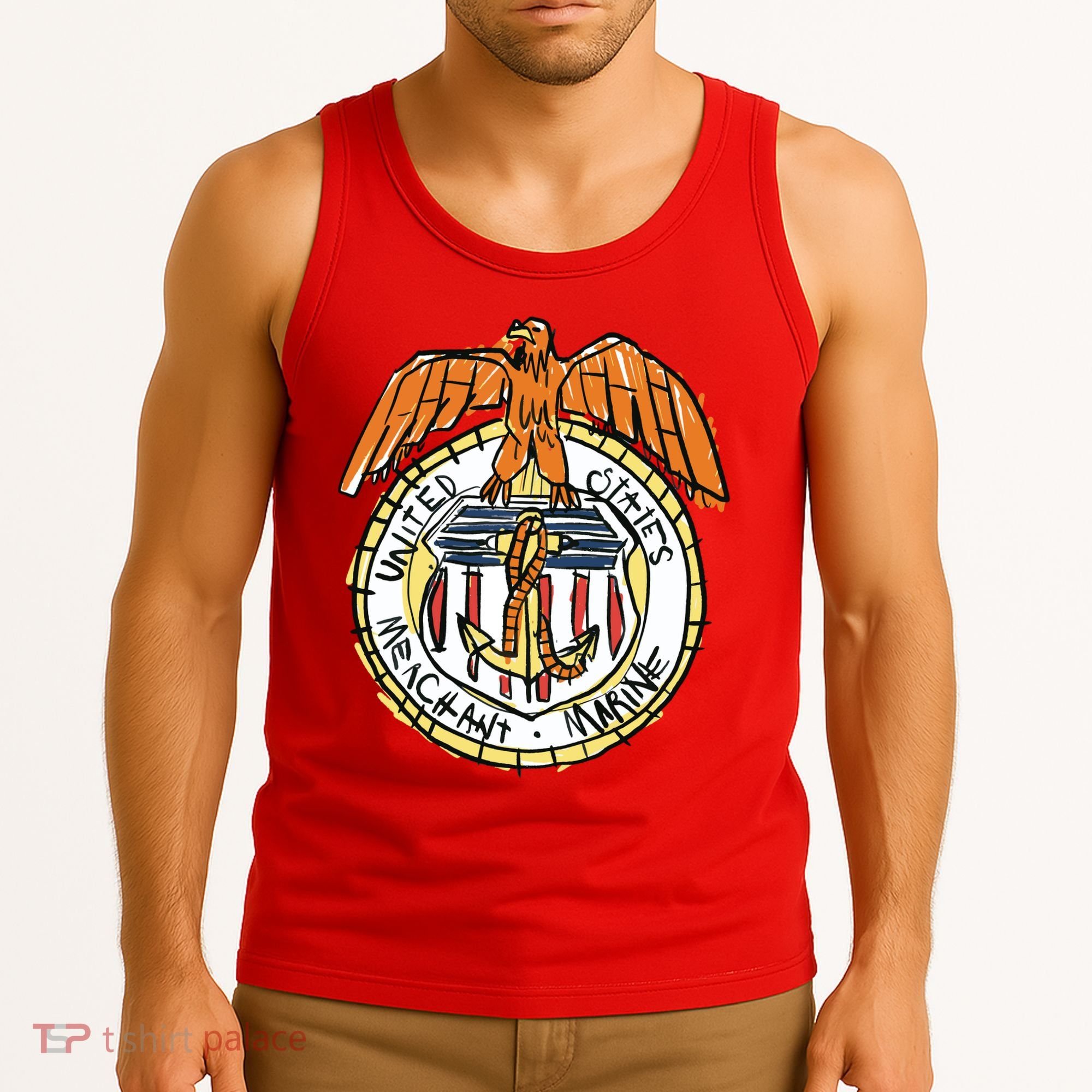 USA Marine Badge Doodle Tank Top