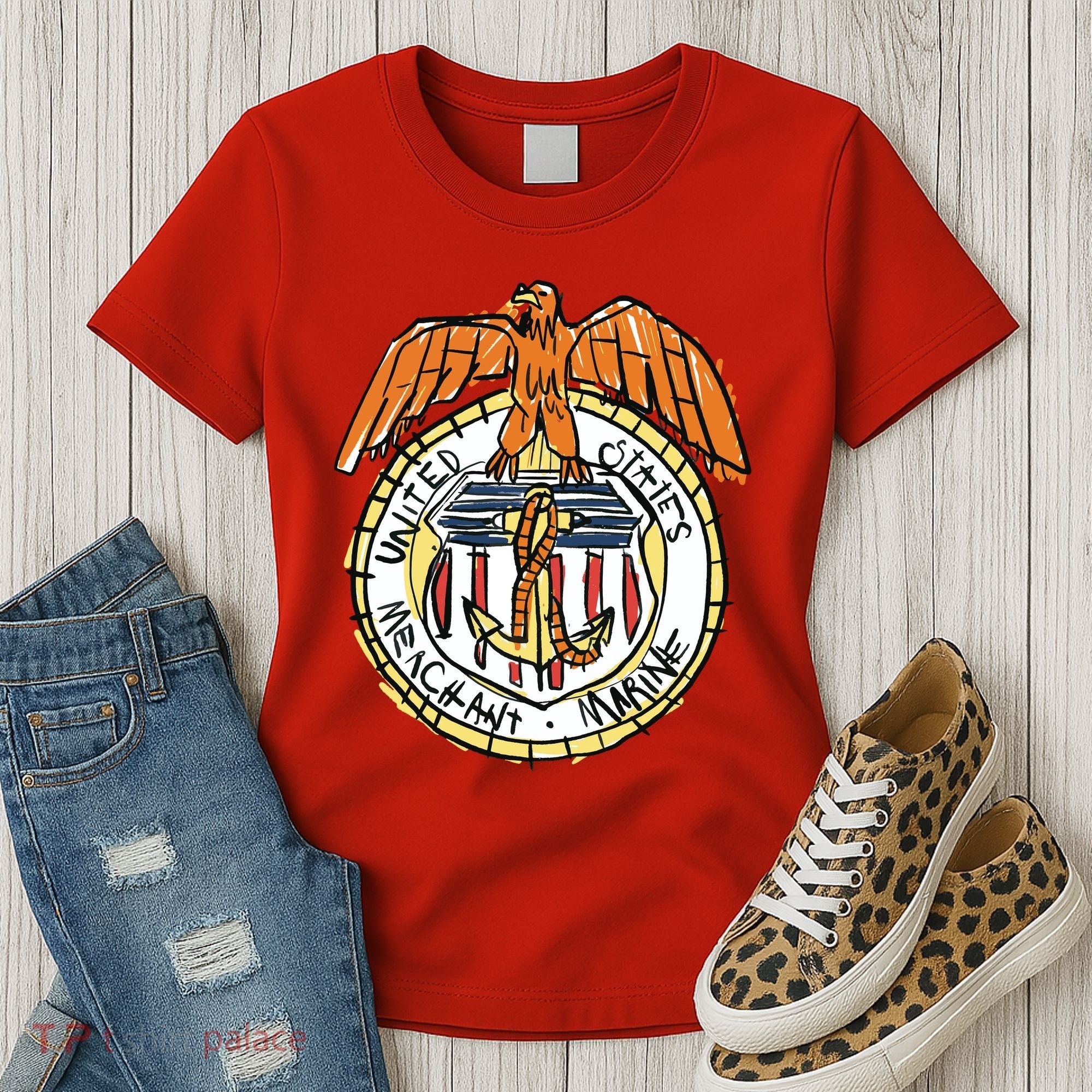 USA Marine Badge Doodle Women's T-Shirt