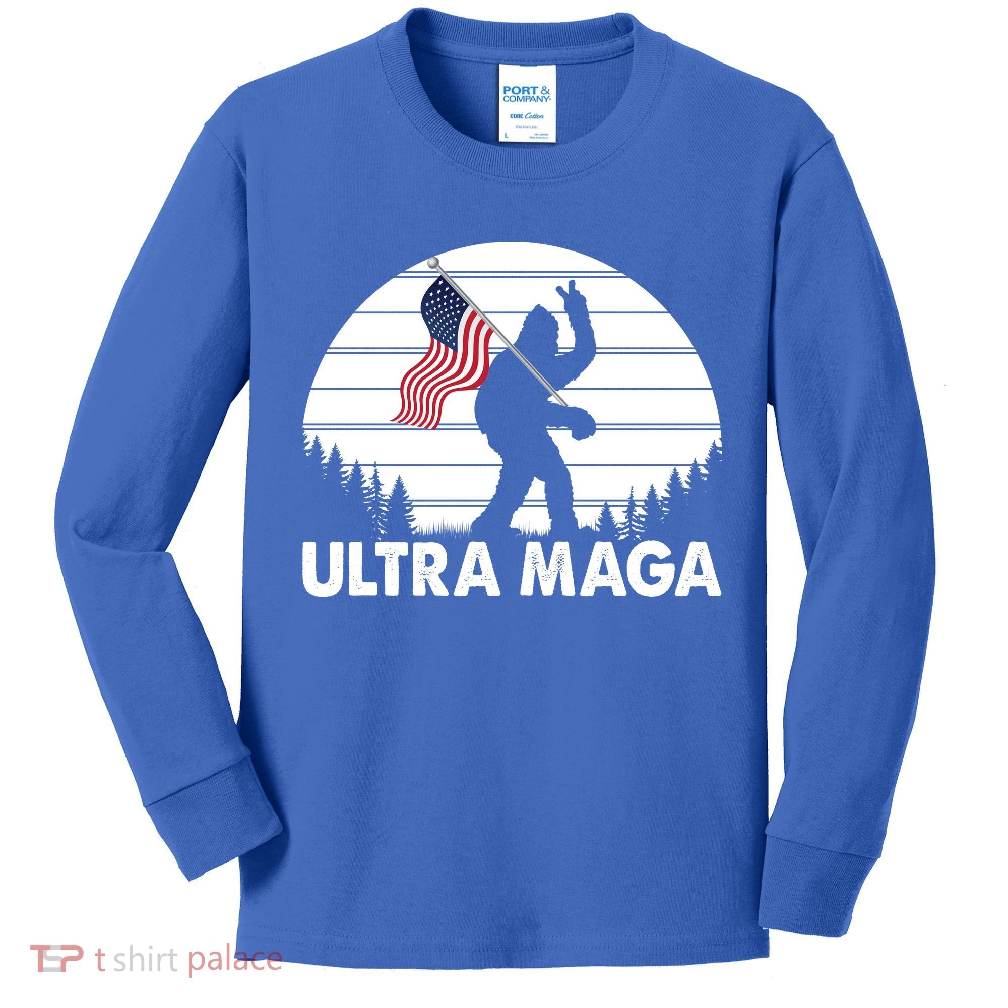 Ultra Maga Big Foot Sasquatch Kids Long Sleeve Shirt