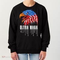 Ultra MAGA Bald Eagle Bloody Splatter Trump 2024 Anti Biden Women's Sweatshirt thumb 0
