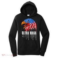 Ultra MAGA Bald Eagle Bloody Splatter Trump 2024 Anti Biden Women's Hoodie thumb 0