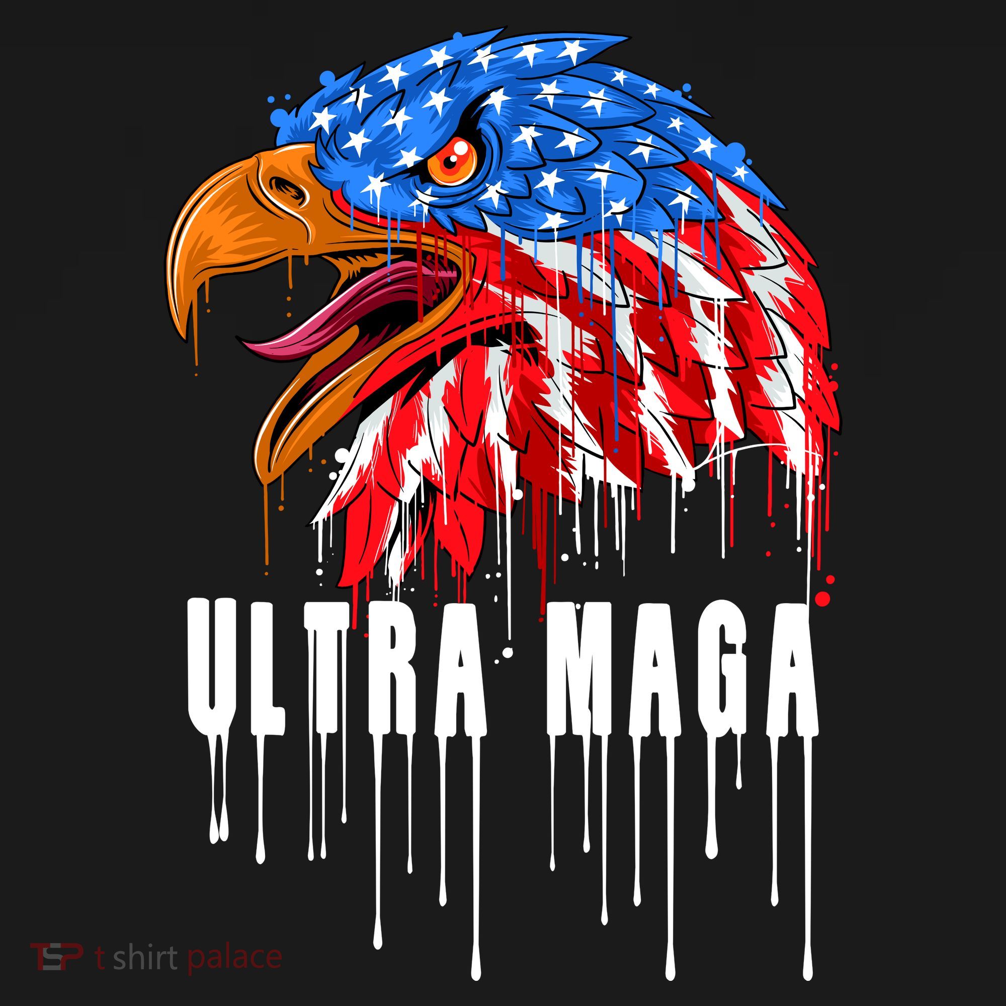 Ultra MAGA Bald Eagle Bloody Splatter Trump 2024 Anti Biden Women's Hoodie