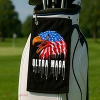 Ultra MAGA Bald Eagle Bloody Splatter Trump 2024 Anti Biden Golf Towel thumb 2