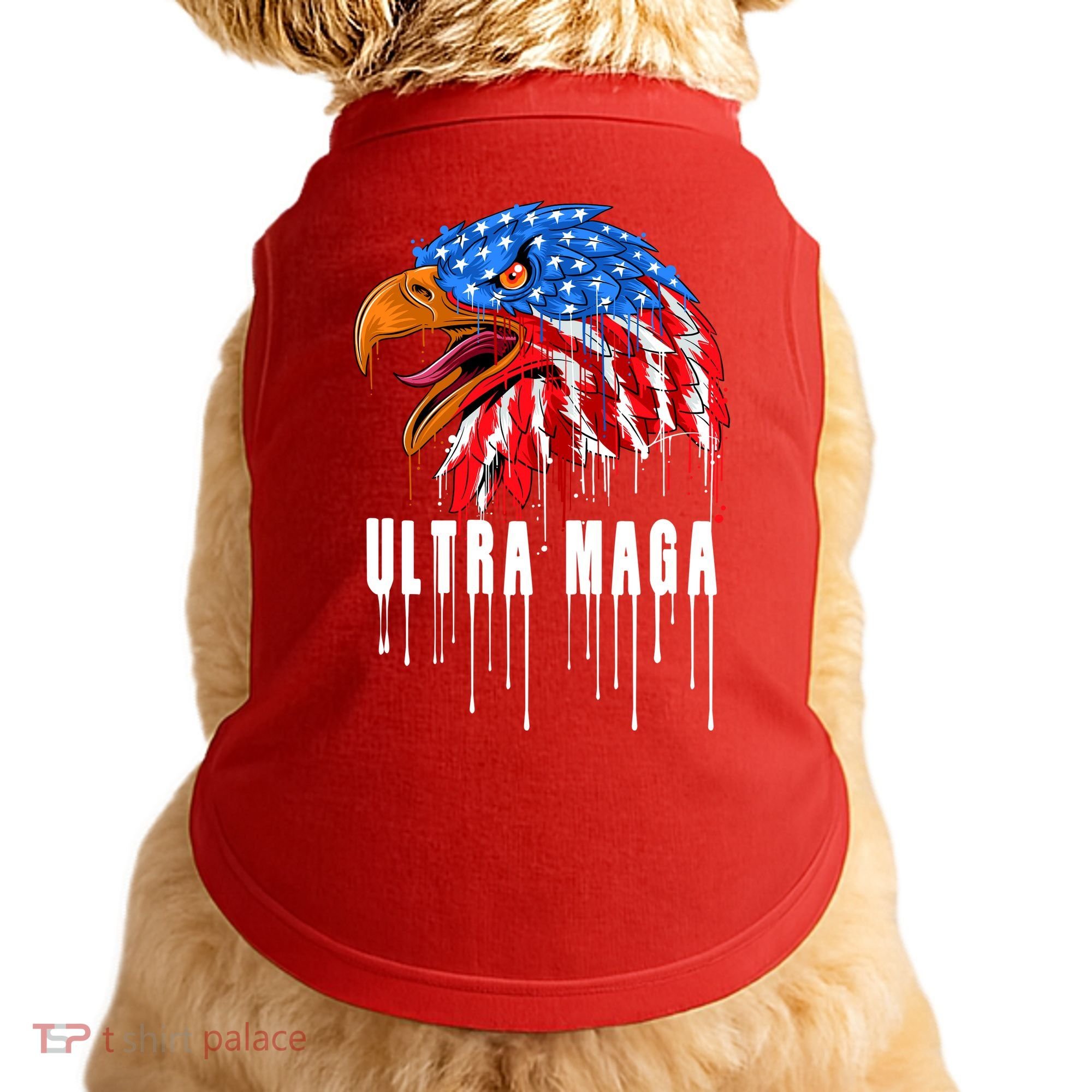 Ultra MAGA Bald Eagle Bloody Splatter Trump 2024 Anti Biden Doggie Tank