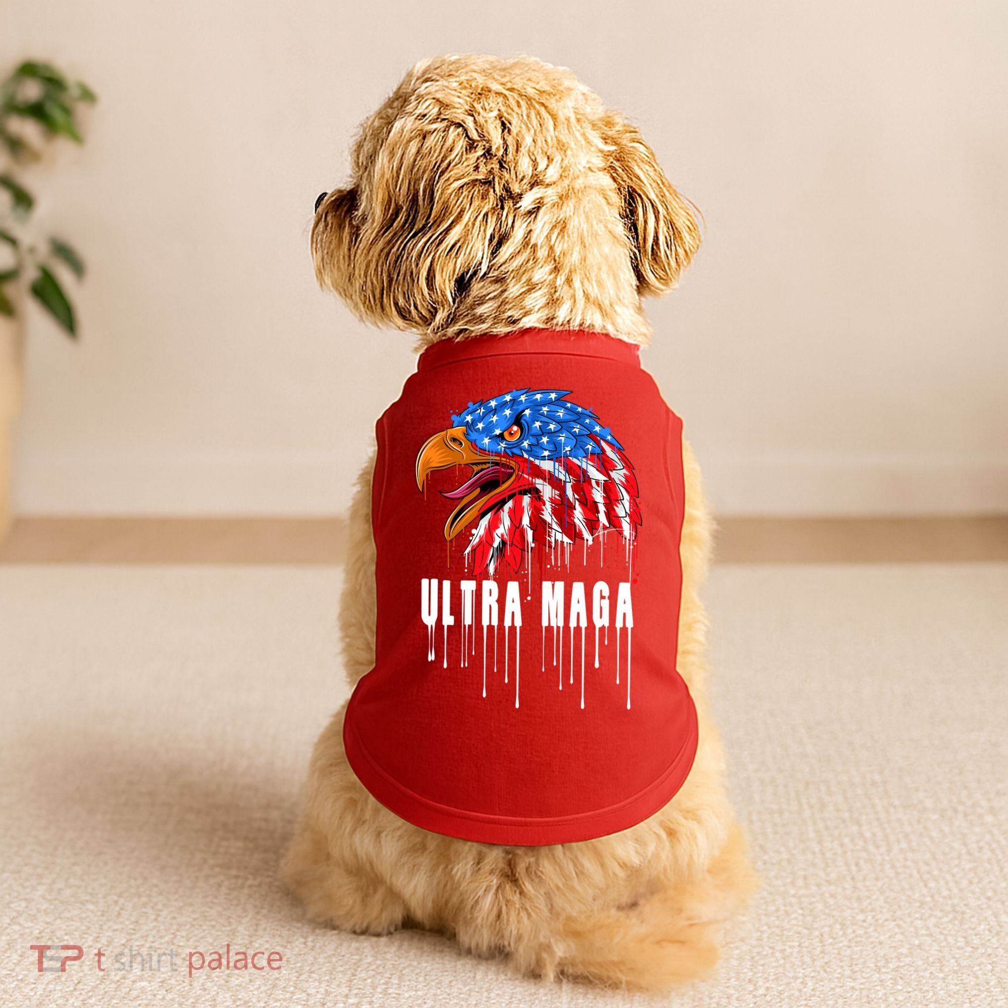 Ultra MAGA Bald Eagle Bloody Splatter Trump 2024 Anti Biden Doggie Tank