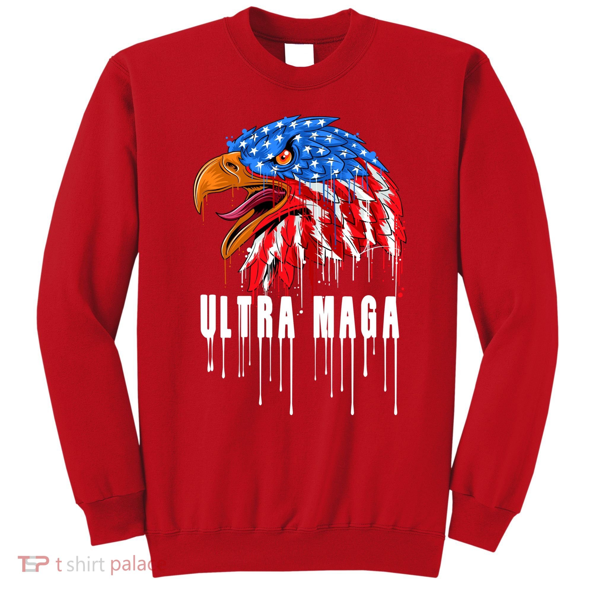 Ultra MAGA Bald Eagle Bloody Splatter Trump 2024 Anti Biden Sweatshirt