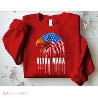 Ultra MAGA Bald Eagle Bloody Splatter Trump 2024 Anti Biden Sweatshirt thumb 2