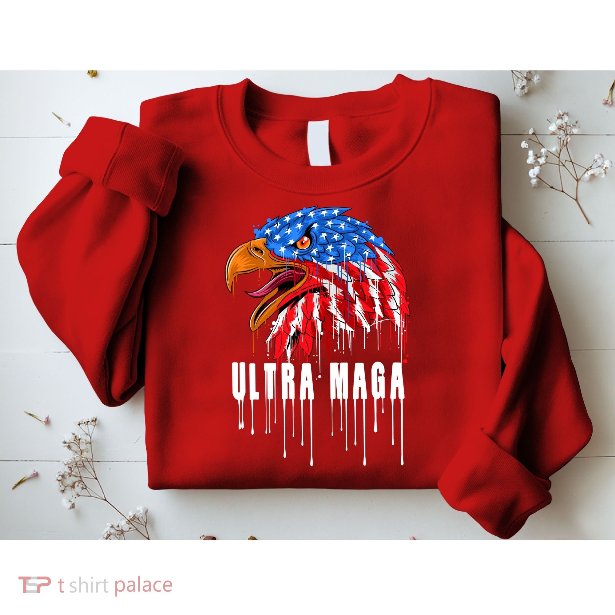 Ultra MAGA Bald Eagle Bloody Splatter Trump 2024 Anti Biden Sweatshirt