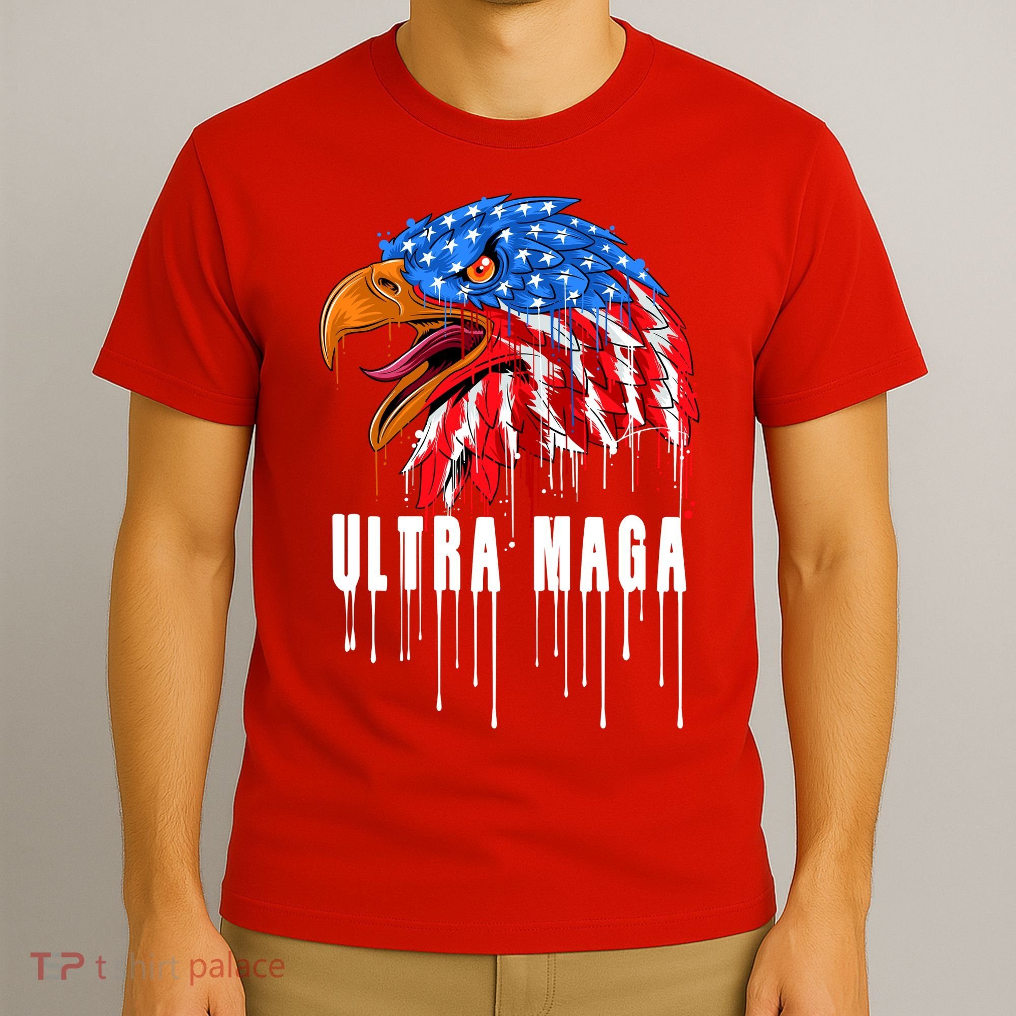 Ultra MAGA Bald Eagle Bloody Splatter Trump 2024 Anti Biden T-Shirt
