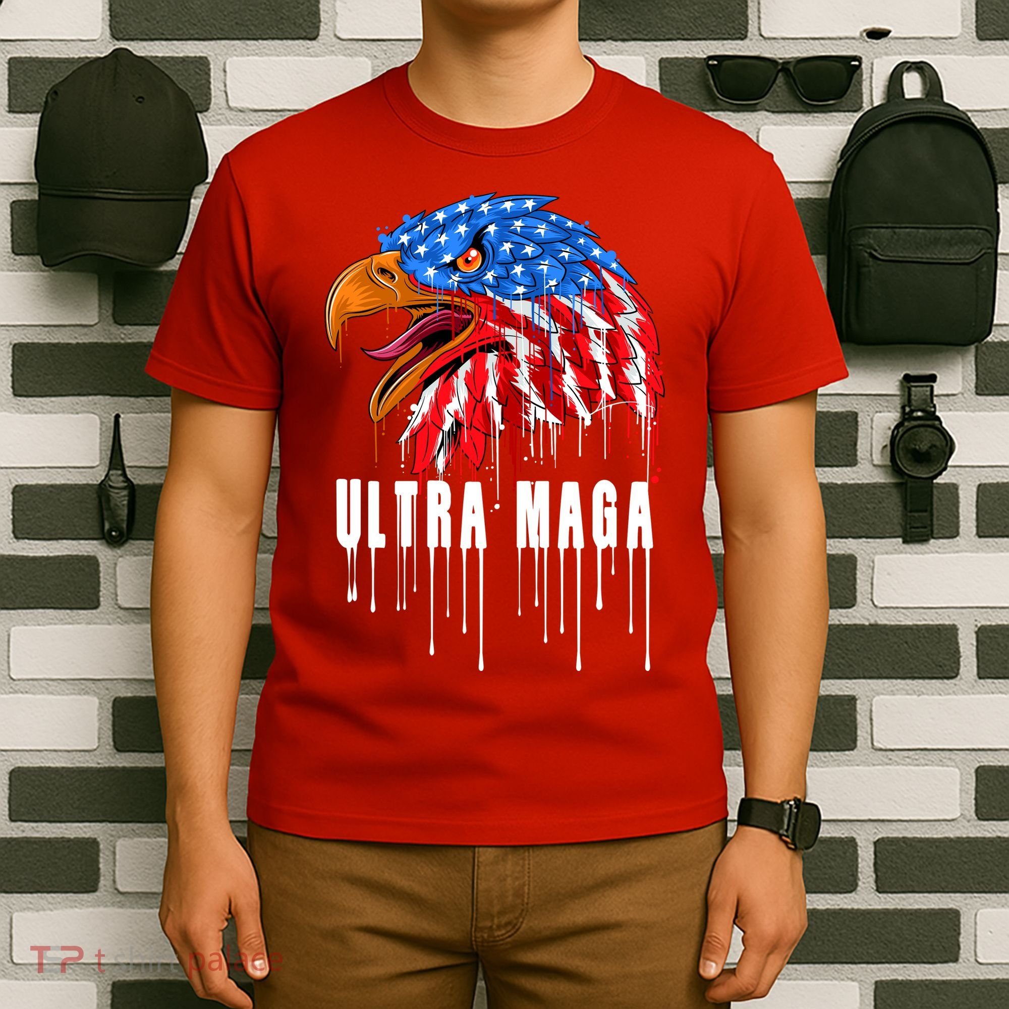 Ultra MAGA Bald Eagle Bloody Splatter Trump 2024 Anti Biden T-Shirt